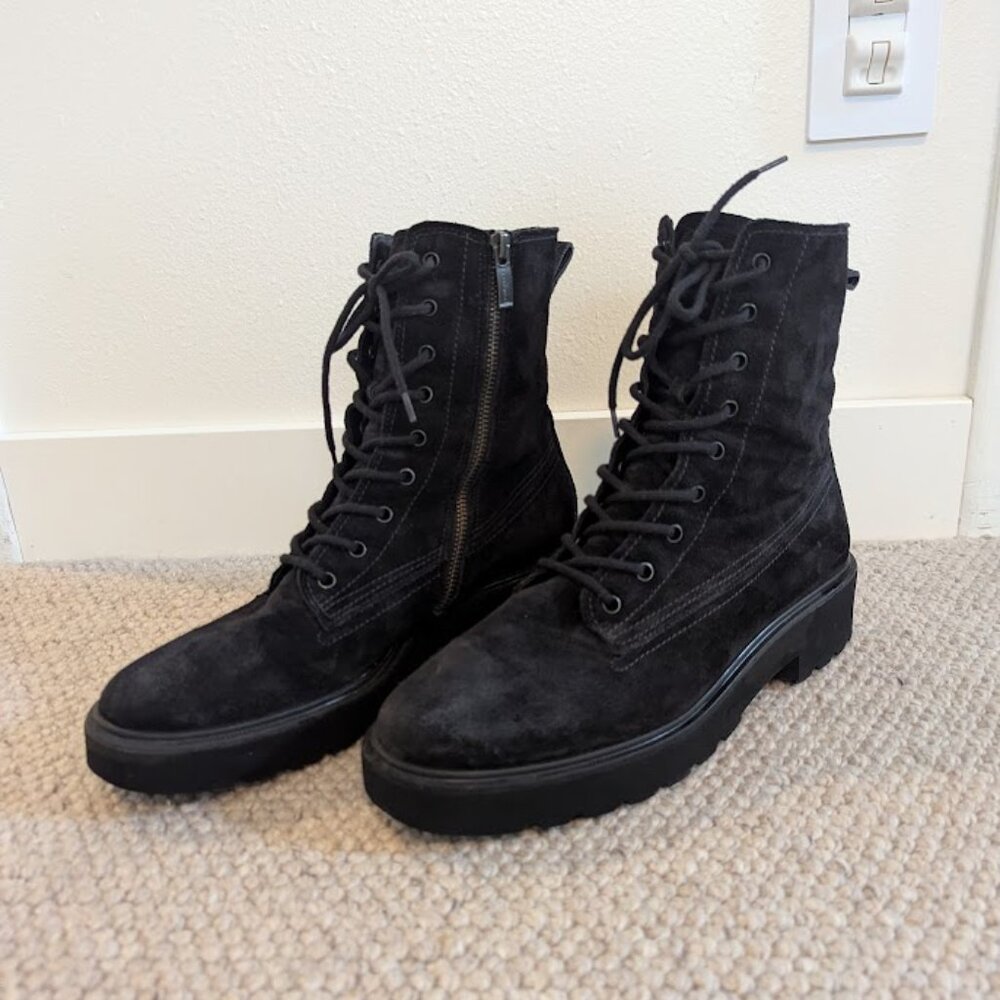 Paul Green Jackson Brown Suede Lug Sole Combat Boots Size 10.5